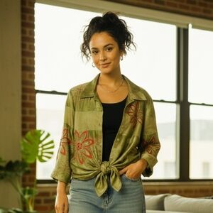 Lilly of California Hand-Loomed 100% Silk Art Jacket. Vintage